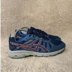 ASICS Gel Venture 7 Women Blue Pink Trail Running Shoes Sneakers Size 8.5